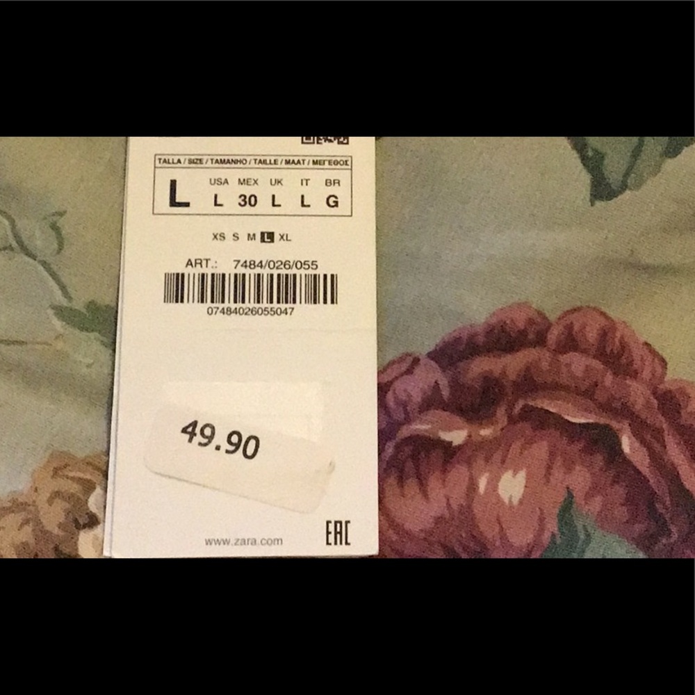 ZARA Balloon High Waist Crop Pant Cadet Blue/Gray Size Large - Picture 12 of 12